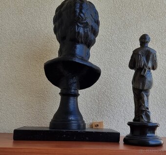 Starožitná busta a socha baníka  - 40 a 30 cm - 3