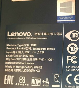 Lenovo ThinkPad M920q i5/8gb/256ssd/Win 11 PRO/Top stav - 3
