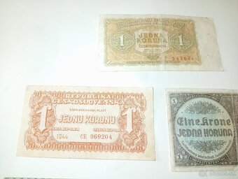 BANKOVKY 1 KČS 1915-1953, 5 RŮZNÝCH EMISÍ - 3