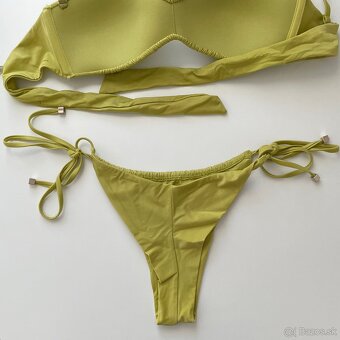 Calzedonia zelené satén bikini bandeau brazil Kendall XS - 3