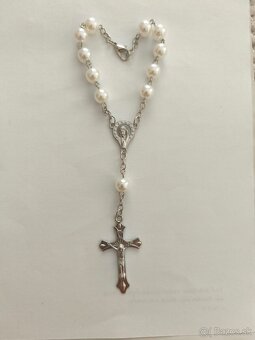 Ruženec na zapínanie (napr. do auta) - bielo strieborný - 3