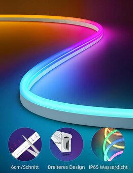 Lamomo LED pásik 10 m, Neónový LED pásik Ovládanie APP, Vodo - 3