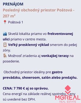 Obchodné priestory 207m2 vhodné pre gastro, terasa, Poštová - 3