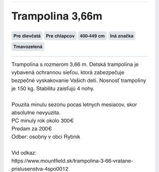 Trampolina 3,66m - 3