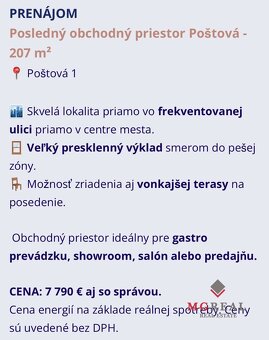 Obchodné priestory 207m2 vhodné pre gastro, terasa, Poštová - 3