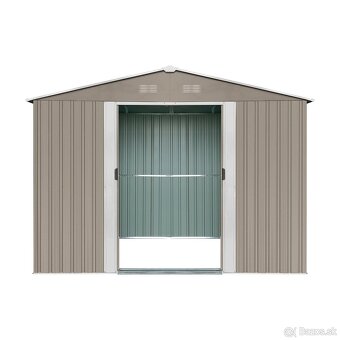 Záhradný domček kovový 3 x 3,7 m so sedlovou strechou hnedý - 3