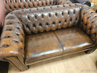 CHESTERFIELD ŠTÝL,KOŽENÁ 3+2+1,NEROZŤAHOVACIA - 3