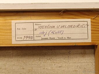 Obraz J.Hynšt, Vysočina Vel. Meziříčí, olej 50x65 - 3