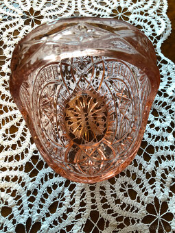 retro vázy a košík - ružové sklo - 3