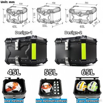 Univerzálny hliníkový moto kufor (TopCase) 45L, 55L, 65L - 3