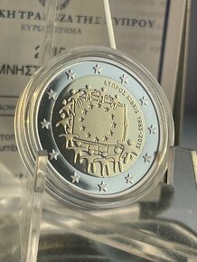 Pamätna 2€ minca Cyprus 2015 - Europska vlajka PROOF - 3