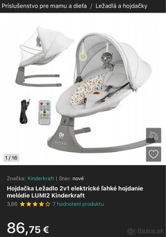 Hojdačka Ležadlo 2v1 elektrické  Kinderkraft - 3