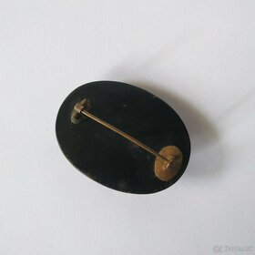 Starožitná viktoriánska brošňa z gagátu (tzv. čierny jantár) - 3