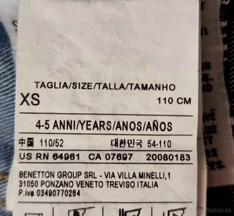 Riflová bunda Benetton veľkosť 110 - 3