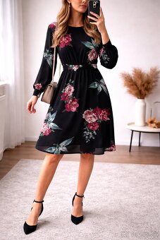 Čierne vzorovaná šaty - 3