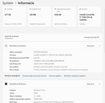 WIN 11PRO, Intel i7 7700, 8GB RAM DDR4, - 3