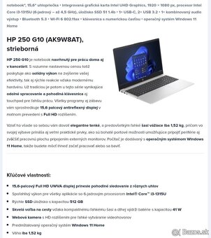 Predam notebook HP 250 G10, v stave noveho. - 3