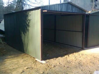 Plechová garáž 3x5 m – sedlová strecha | zelená matná - 3
