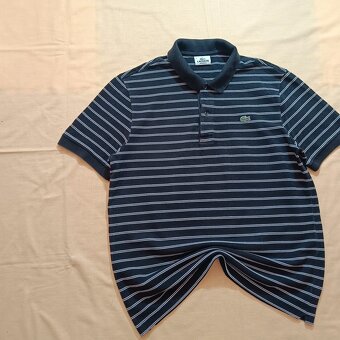 Lacoste čierna polokošeľa s krátkym rukávom pruhovaná M/L - 3