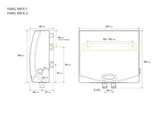Prietokový ohrievač HAKL 3,5 / 5,5 kW - 3