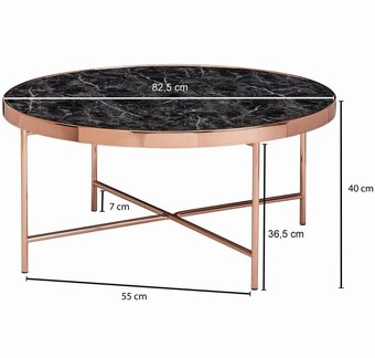 Konferenčný stolík mramor čierny sklo 82 cm - 3