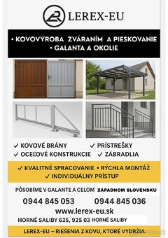 Výroba a montáž posuvných brán, prístreškov, pieskovanie - 3
