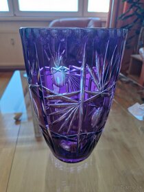 Kryštálová váza 25cm fialová, ručná výroba - 3