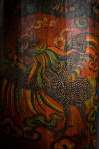 Predám Unikátna, ručne maľovaná drevená nádoba z Tibetu - 3