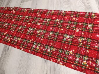 Vianočný červený karovaný obrus, štóla - 3