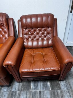 Kožená rozkladacia sedacia súprava - 3