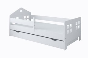 Domčeková detská postel so šuflíkom, matracom 180 cm a barié - 3