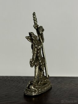 4 starožitné Tibetské bronzové sošky na originálnom drevenom - 3