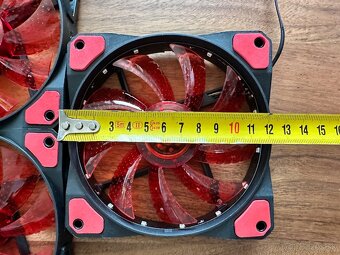 3x 12cm ventilátor / vetrák / chladič, červené podsvietenie - 3
