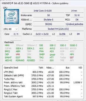 Intel Core i3-6100 2x3.7GHz Socket LGA1151 - 3
