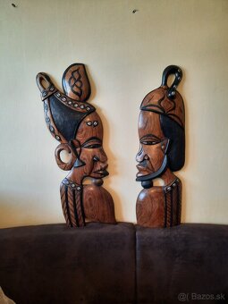 2 drevené africké obrazy Muž a žena - 3