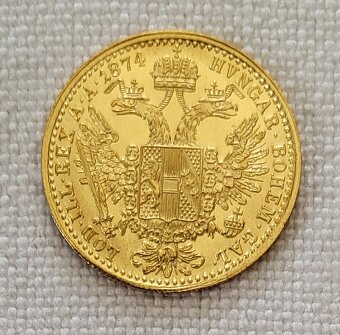 Zlatý dukát Franz Jozef I., 1874, NGC MS64 - 3