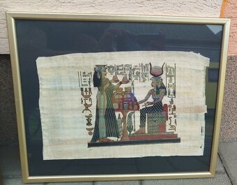 Egyptský obraz originál papyrus ručná maľba - 3