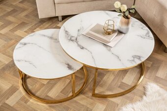 Konferenčný stolík 2 ks - 60 a 80cm mramorový vzhľadľad - 3