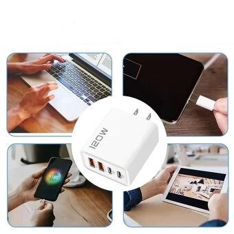 120W Rychlonabíječka GaN 4portová PD USB Typu-C - 3