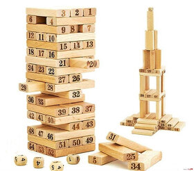 Rodinná hra – veľká drevená číselná veža - 3
