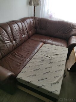 Rozťahovací kožený gauč s úložným priestorom + kreslo - 3