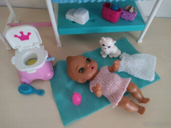 postieľka pre bábiky barbie bábätko doplnky spolu wc - 3