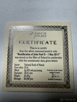 Strieborné medaile Ján Pavol ll - 3