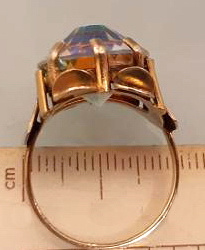 Starožitný strieborný pozlátený prsteň s dúhovým okom - 3