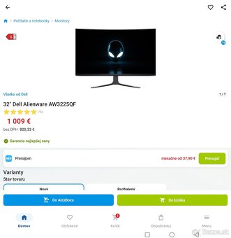 Monitor – Dell Alienware AW3225QF - 4K 240Hz - 0.03ms /10bit - 3