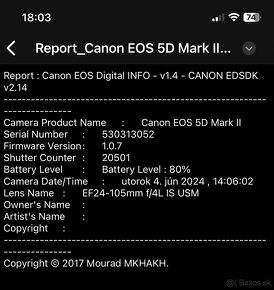 CANON 5D Mark II. - telo + Nabíjačka Canon  LC-E6E plus - 3