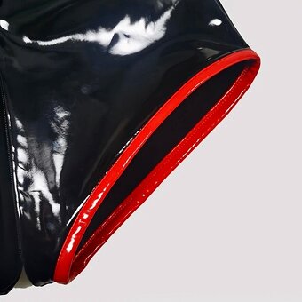 IMITÁCIA LATEXU-KRASNE BODY S OTVORAMI NA ZIPS….XL(44)…NOVE - 3