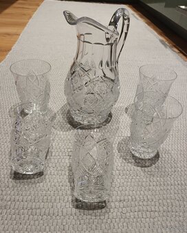 Brúsené sklo Bohemia Crystal - džbán + poháre - 3