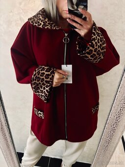 Damsky oversize kabatik bordo - 3