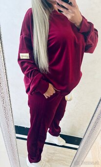 Damska talianska velurova suprava bordo - 3